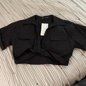 Zara cropped twist shirt